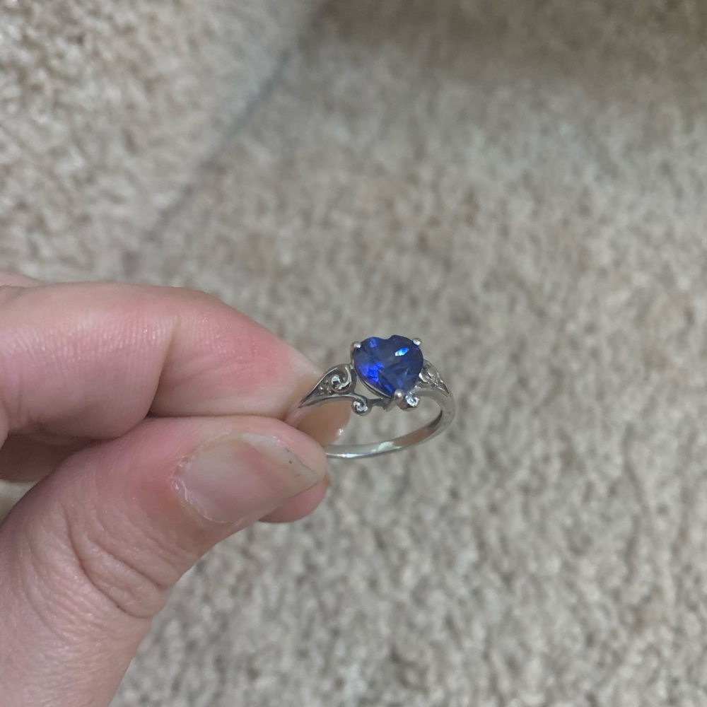 Jared 10k White Gold Heart-Shaped Lab Created Sapphire with Diamonds